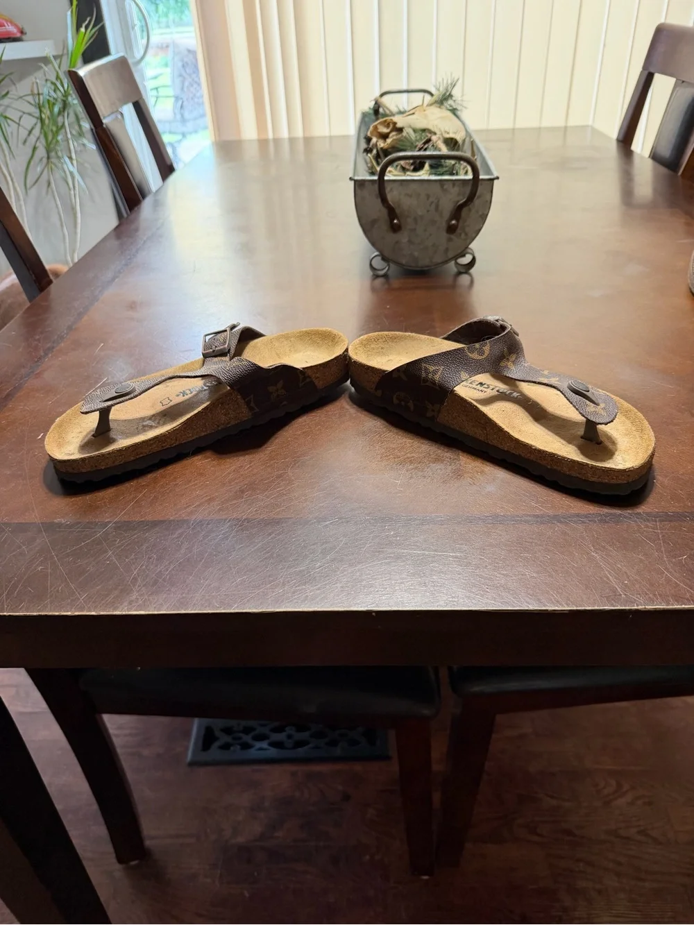 Birkenstock Brown Leather Cork Footbed Thong Sandals